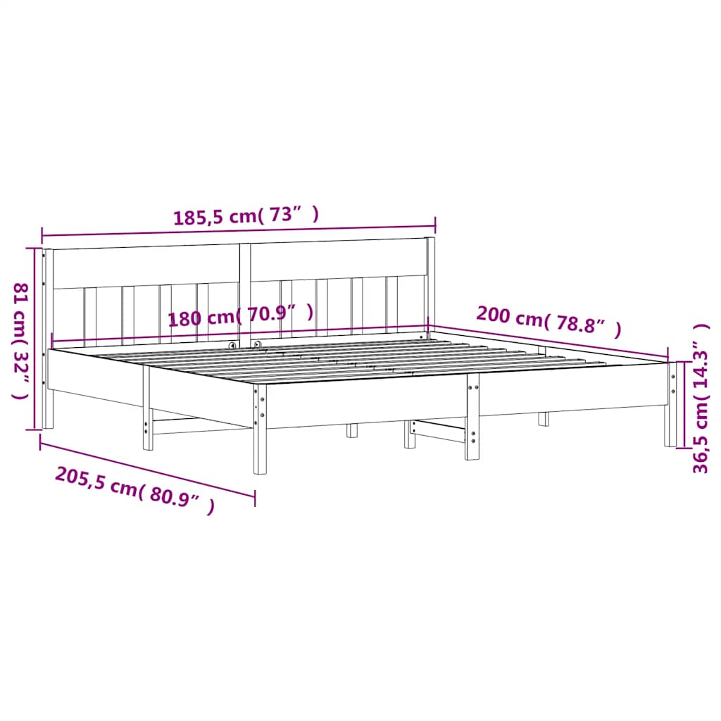 Giroletto senza Materasso Bianco 180x200 cm Legno Massello Pino | homemem39