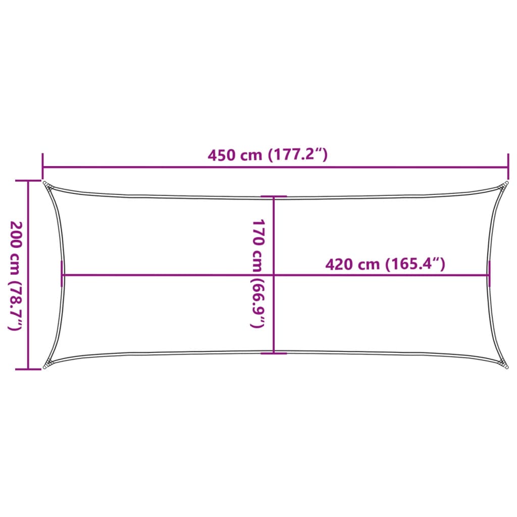 Vela Parasole Grigio Chiaro 4,5x2 m 100% Poliestere Oxford | homemem39