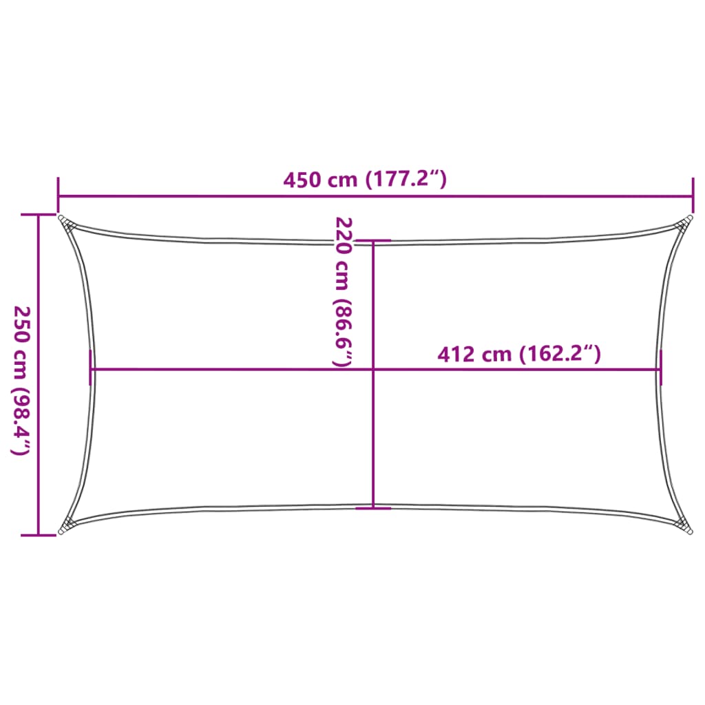 Vela Parasole Grigio Chiaro 4,5x2,5 m 100% Poliestere Oxford | homemem39
