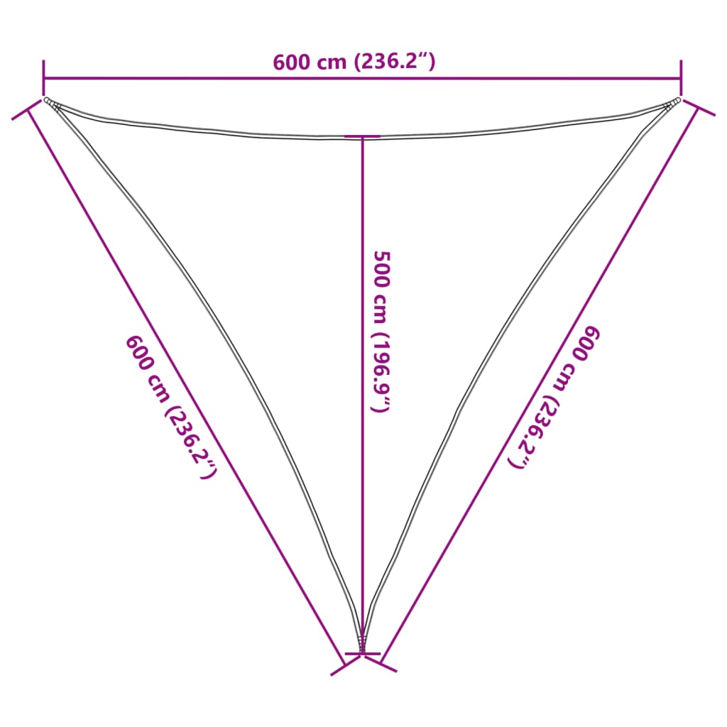 Vela Parasole Grigio Chiaro 6x6x6 m 100% Poliestere Oxford | homemem39