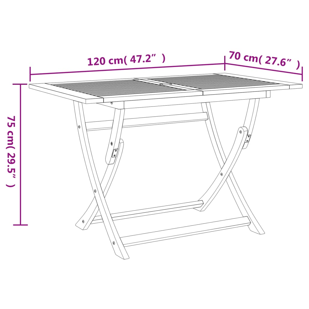 Tavolo da Giardino Pieghevole 120x70x75cm Legno Massello Acacia | homemem39