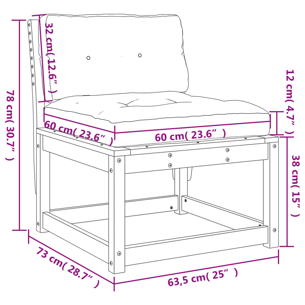 Divano da Giardino con Cuscini Legno Impregnato Pino | homemem39