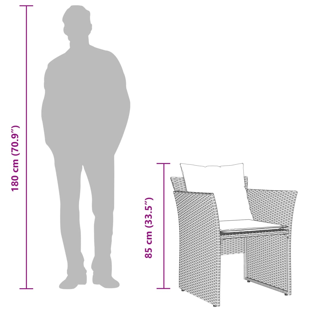 Sedia da Giardino con Poggiapiedi in Polyrattan Grigio Chiaro | homemem39