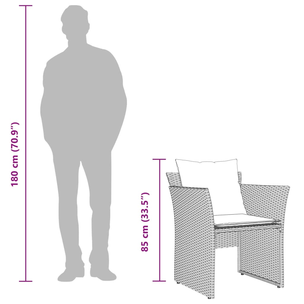 Sedia da Giardino con Poggiapiedi in Polyrattan Marrone | homemem39