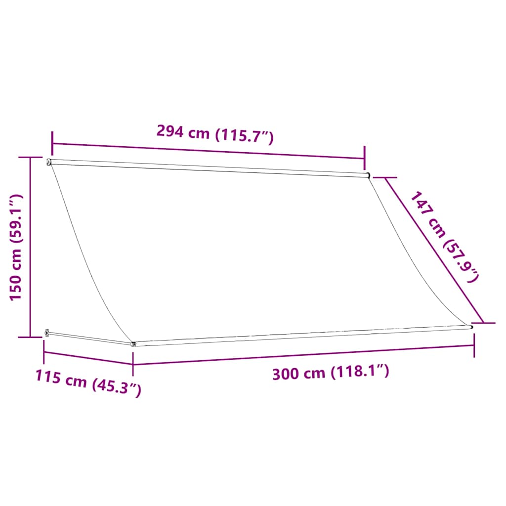 Tenda da Sole Retrattile Antracite 300x150 cm Tessuto e Acciaio | homemem39