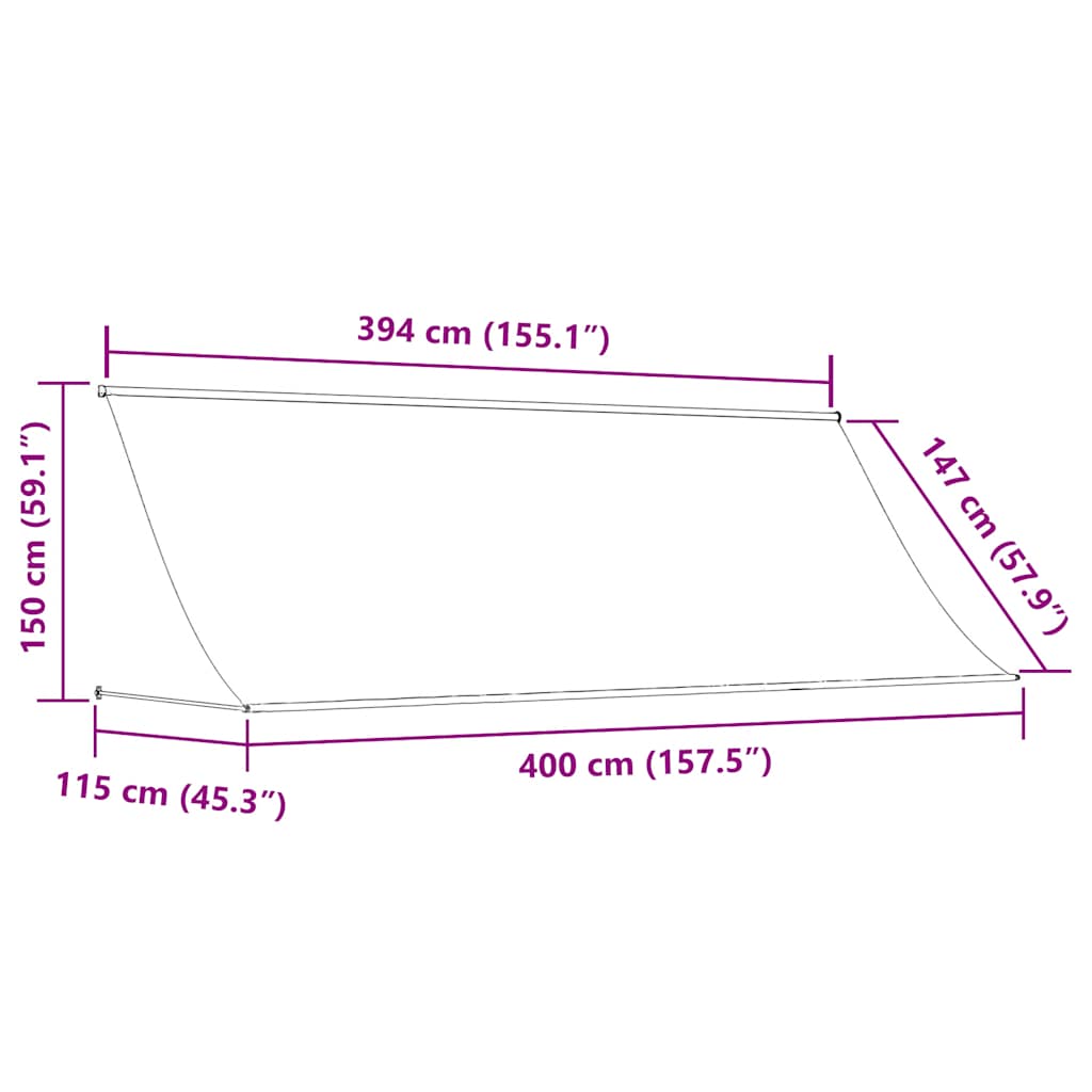 Tenda da Sole Retrattile Antracite 400x150 cm Tessuto e Acciaio | homemem39