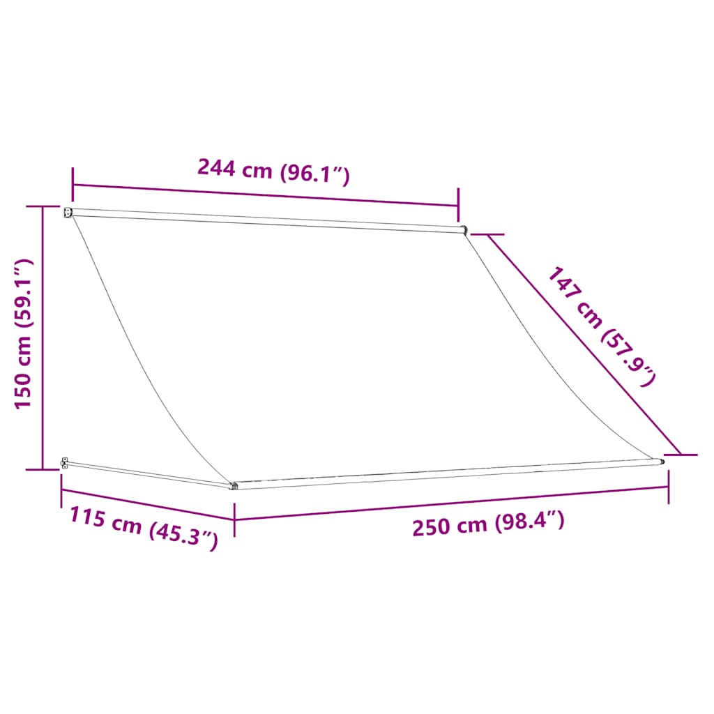 Tenda da Sole Retrattile Crema 250x150 cm in Tessuto e Acciaio