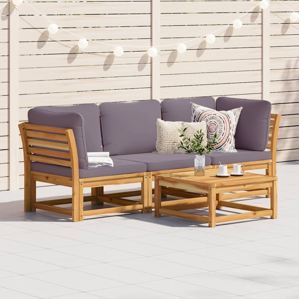Set Mobili da Giardino 3pz con Cuscini Legno Massello di Acacia | homemem39
