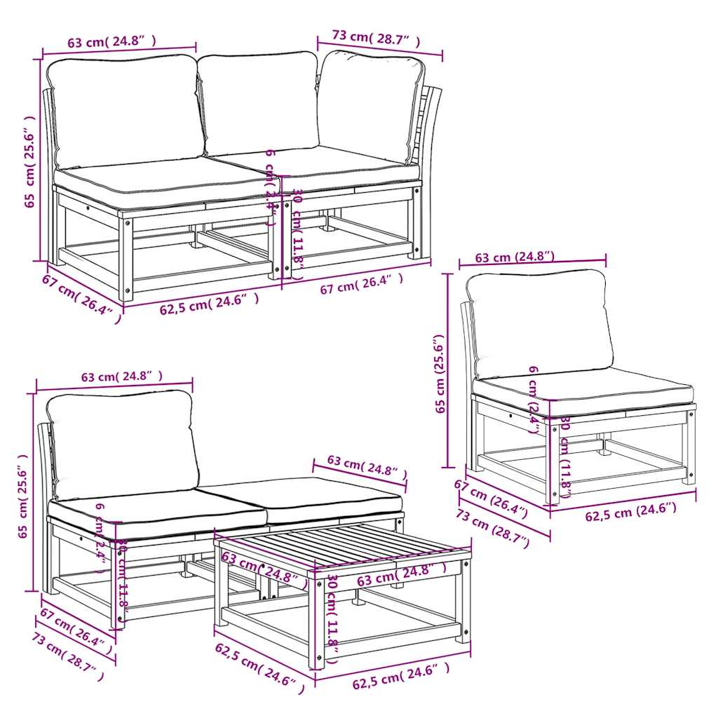 Set Salotto da Giardino 8 pz con Cuscini Legno Massello Acacia | homemem39