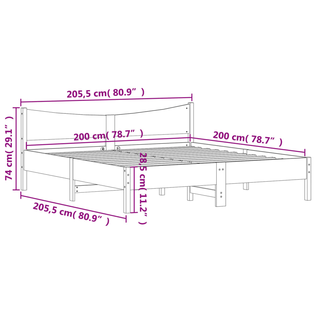 Giroletto senza Materasso 200x200 cm in Legno Massello di Pino | homemem39