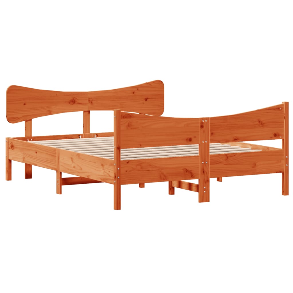 Letto senza Materasso Marrone Cera 135x190 cm in Legno di Pino | homemem39
