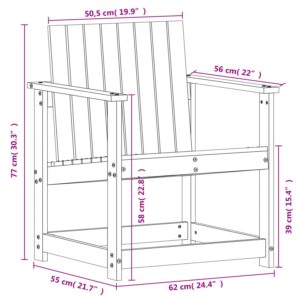 Sedia da Giardino Bianca 62x56x77 cm in Legno Massello di Pino | homemem39