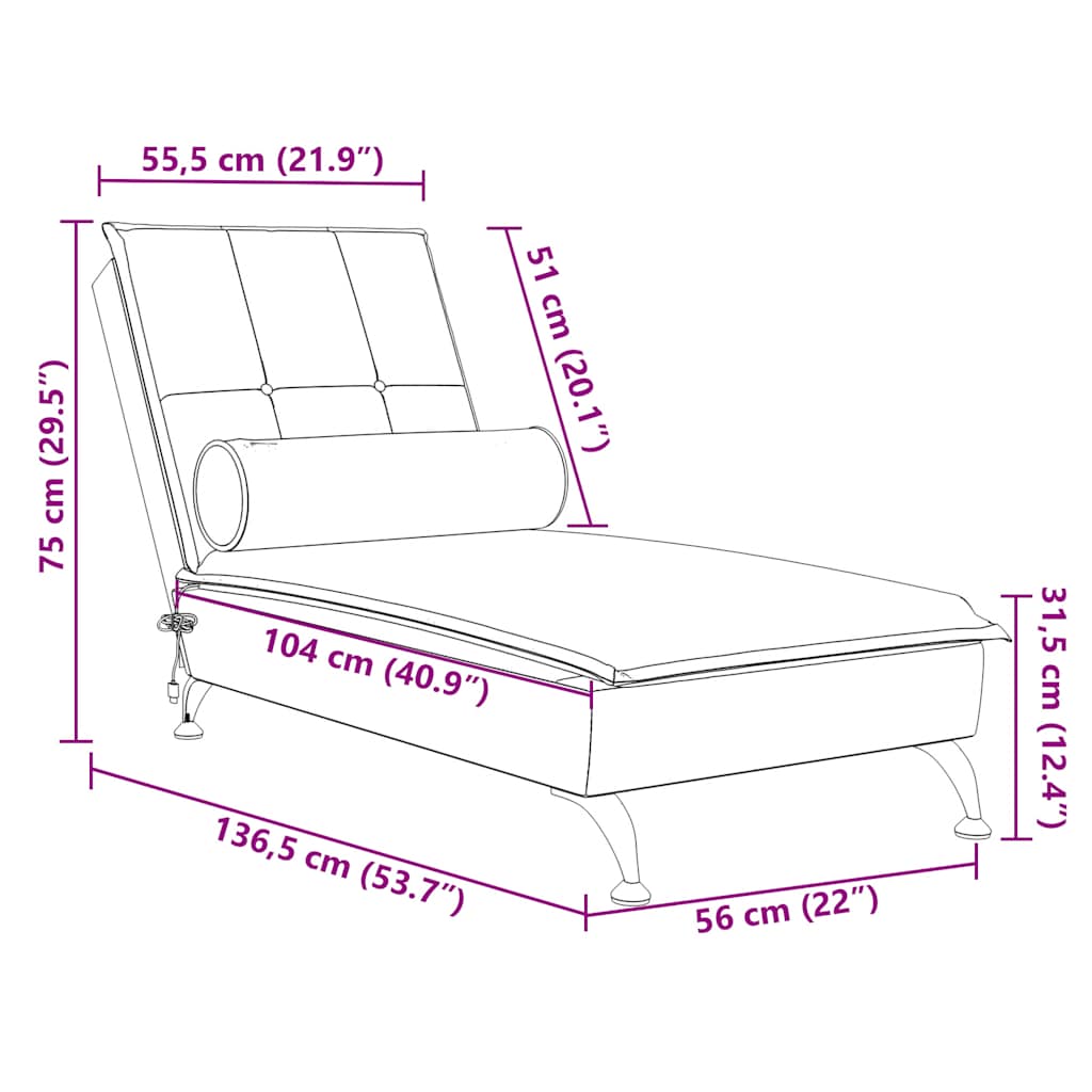 Chaise Longue Massaggi con Capezzale Grigio Scuro in Velluto | homemem39