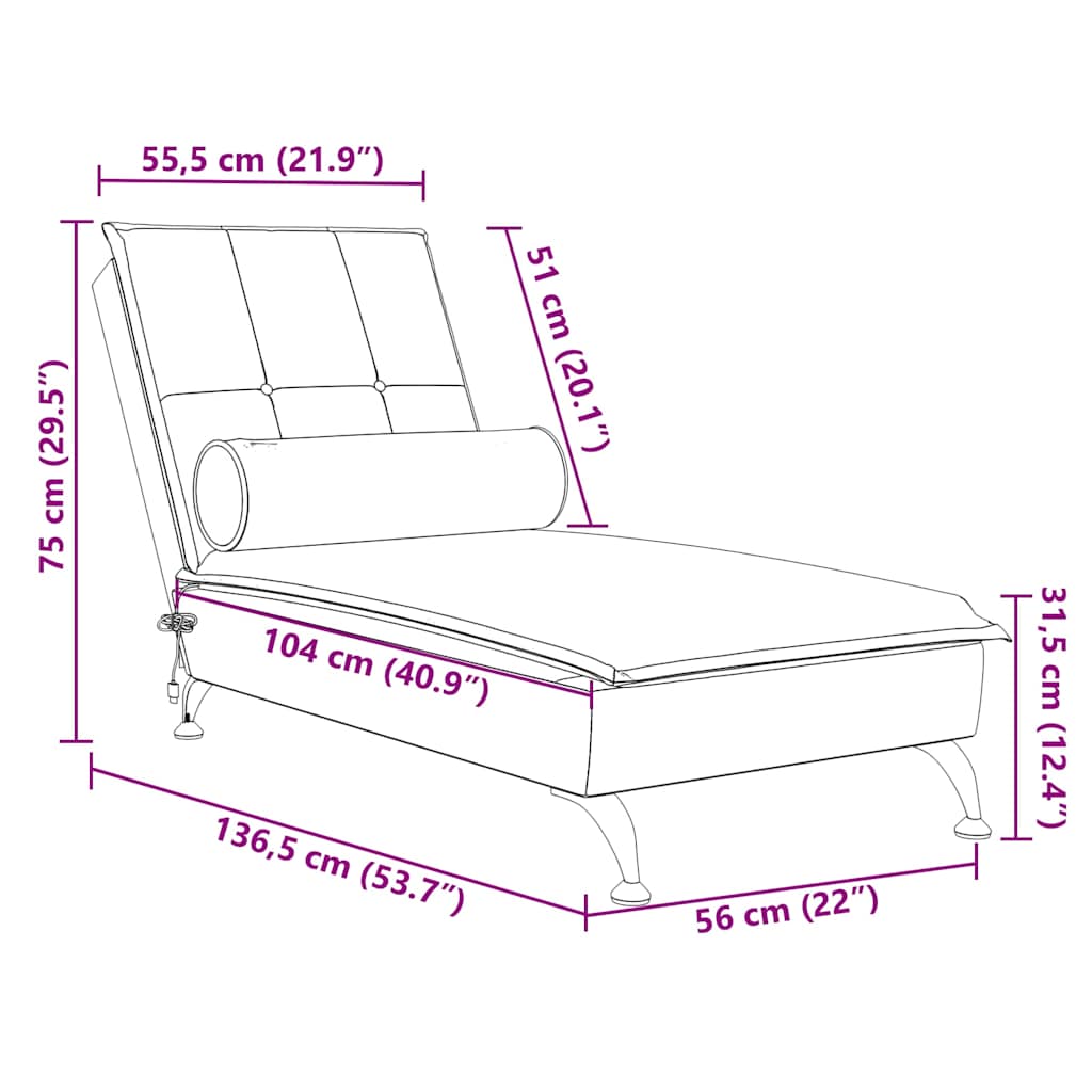 Chaise Longue Massaggi con Cuscino Rosa in Velluto | homemem39