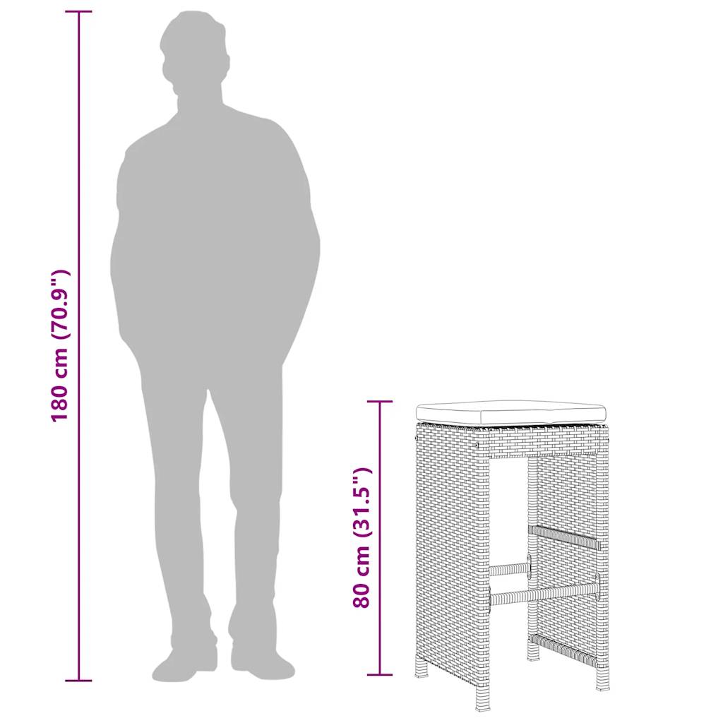 Sgabelli Bar da Giardino con Cuscini 6 pz Marroni in Polyrattan | homemem39