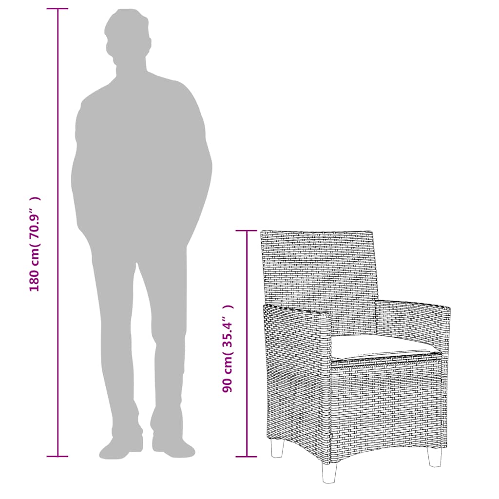 Sedie Giardino con Cuscini 2pz Nere Polyrattan e Legno Massello | homemem39