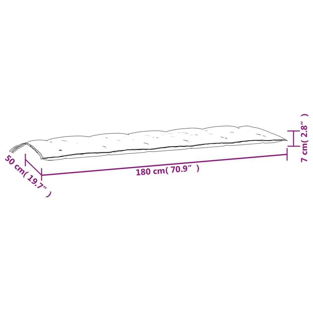 Cuscini Panca Giardino 2pz Rosso Vino Mélange 180x50x7 cm | homemem39