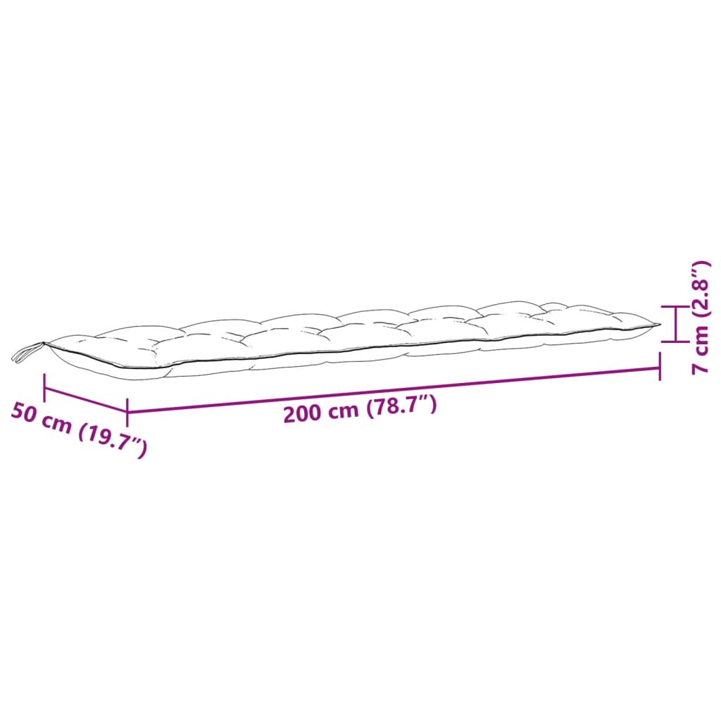 Cuscini Panca Giardino 2pz Crema Mélange 200x50x7 cm Tessuto | homemem39