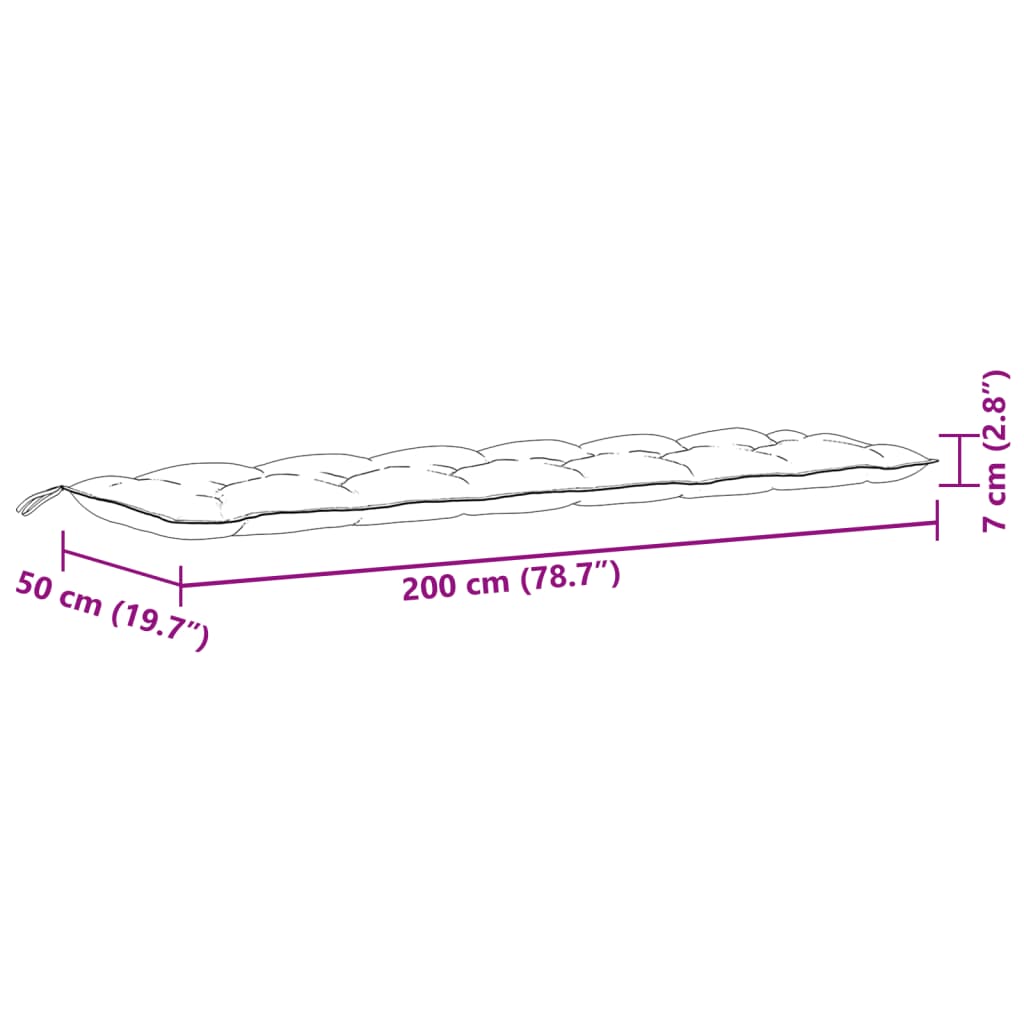 Cuscini Panca Giardino 2pz Rosso Mélange 200x50x7 cm Tessuto | homemem39