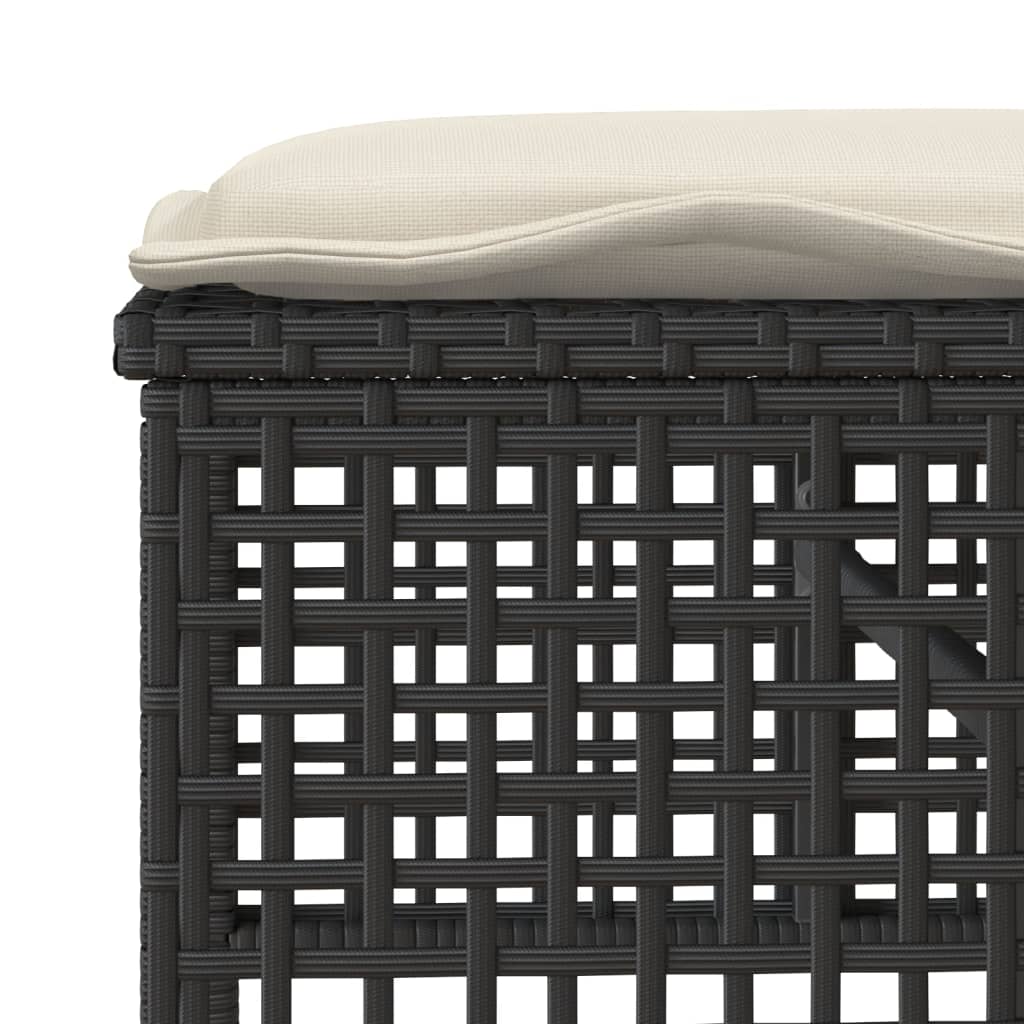 Set Divani da Giardino 4 pz con Cuscini Nero Polyrattan Vetro | homemem39