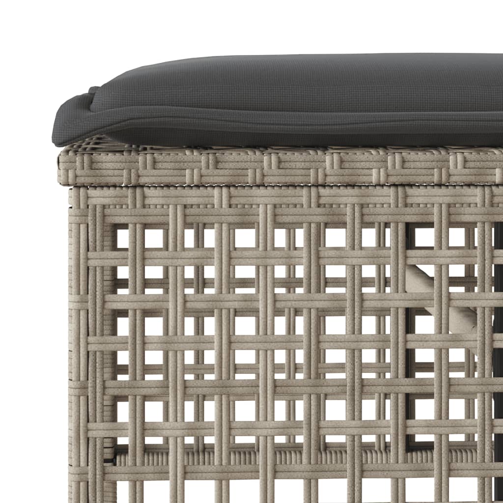 Divano da Giardino 4pz Cuscini Grigio Chiaro Polyrattan e Vetro | homemem39