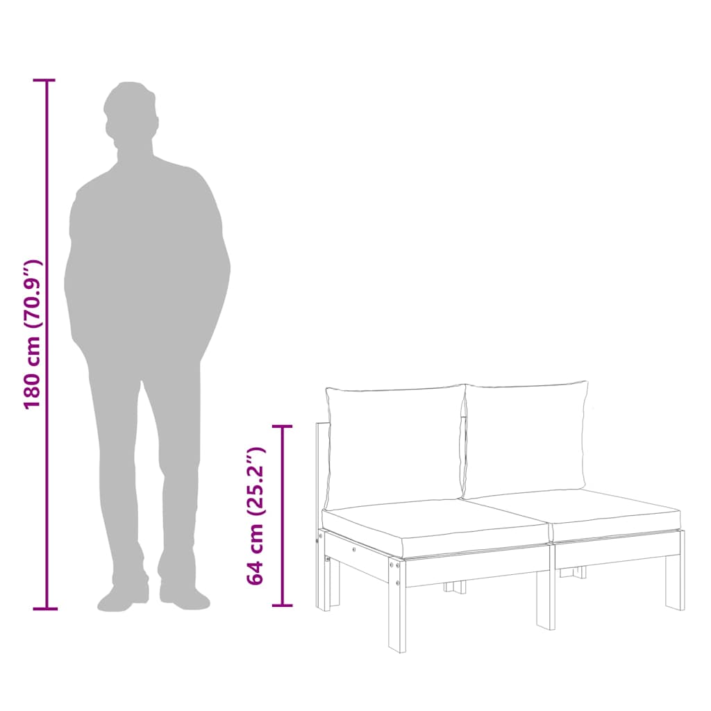Divano Giardino Senza Braccioli Cuscini 2 Posti Massello Acacia - homemem39