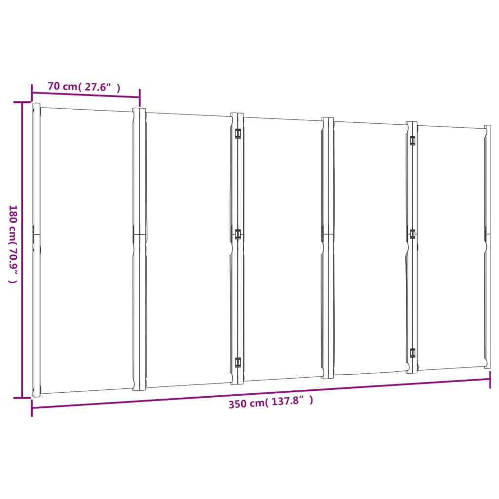 Divisorio a 5 Pannelli Grigio Chiaro 350x180 cm | homemem39