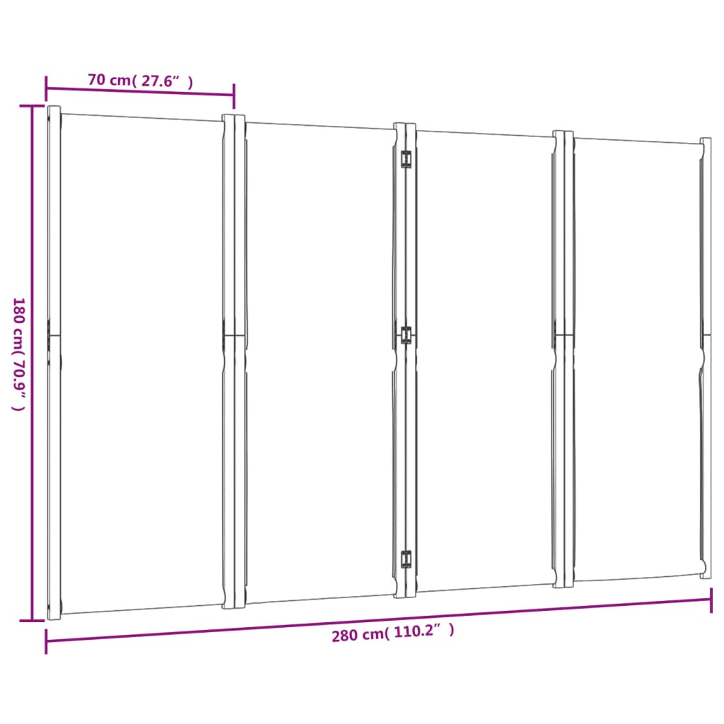 Divisorio a 4 Pannelli Blu Scuro 280x180 cm | homemem39