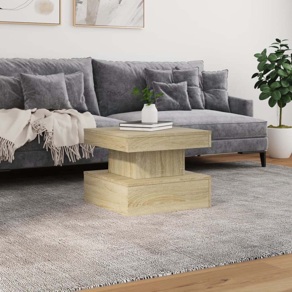 Tavolino da Salotto Gambe in Metallo rovere sonoma 50x50x40 cm