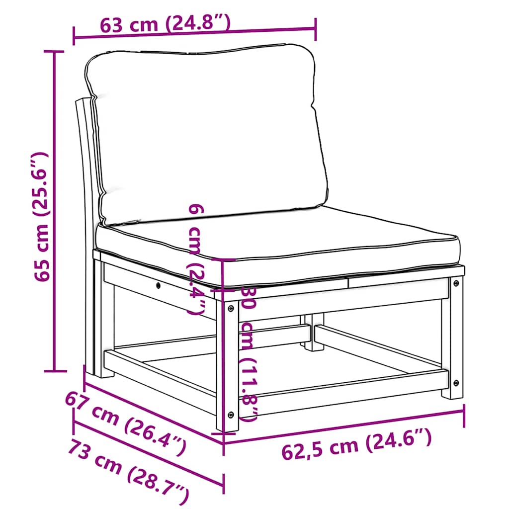 Divano da Giardino con Cuscini in Legno Massello Acacia | homemem39