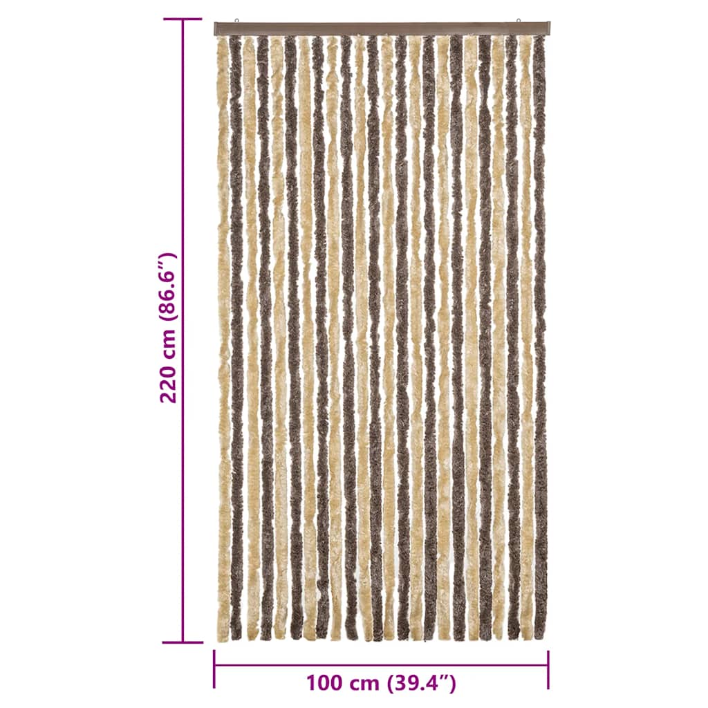 Tenda Antimosche Marrone Scuro e Beige 100x220 cm in Ciniglia | homemem39