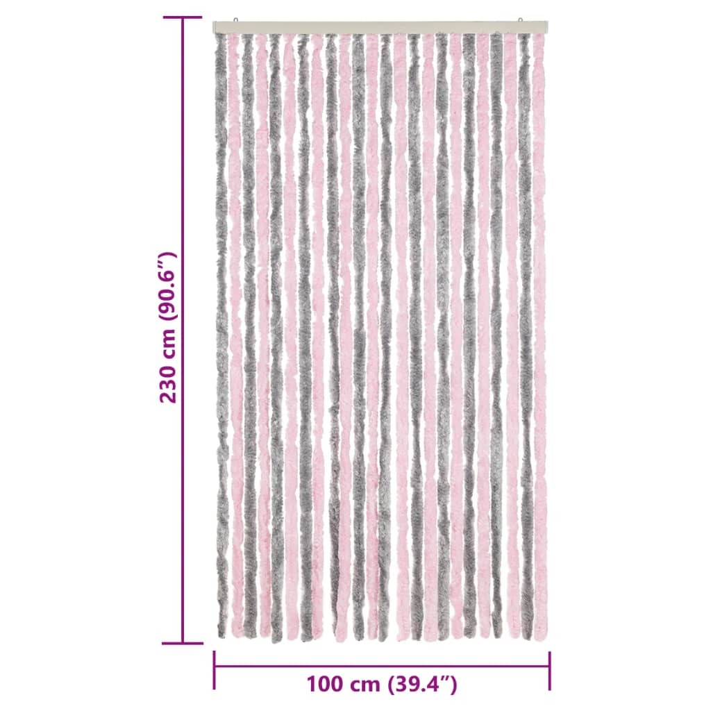 Tenda Antimosche Grigio Argento e Rosa 100x230 cm in Ciniglia | homemem39