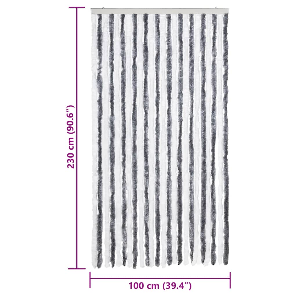 Tenda Antimosche Grigia e Bianca 100x230 cm in Ciniglia | homemem39