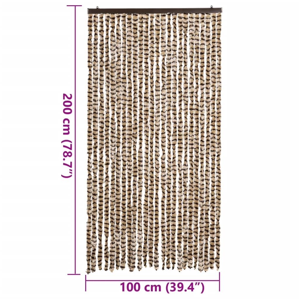Tenda Antimosche Beige e Marrone 100x200 cm in Ciniglia | homemem39