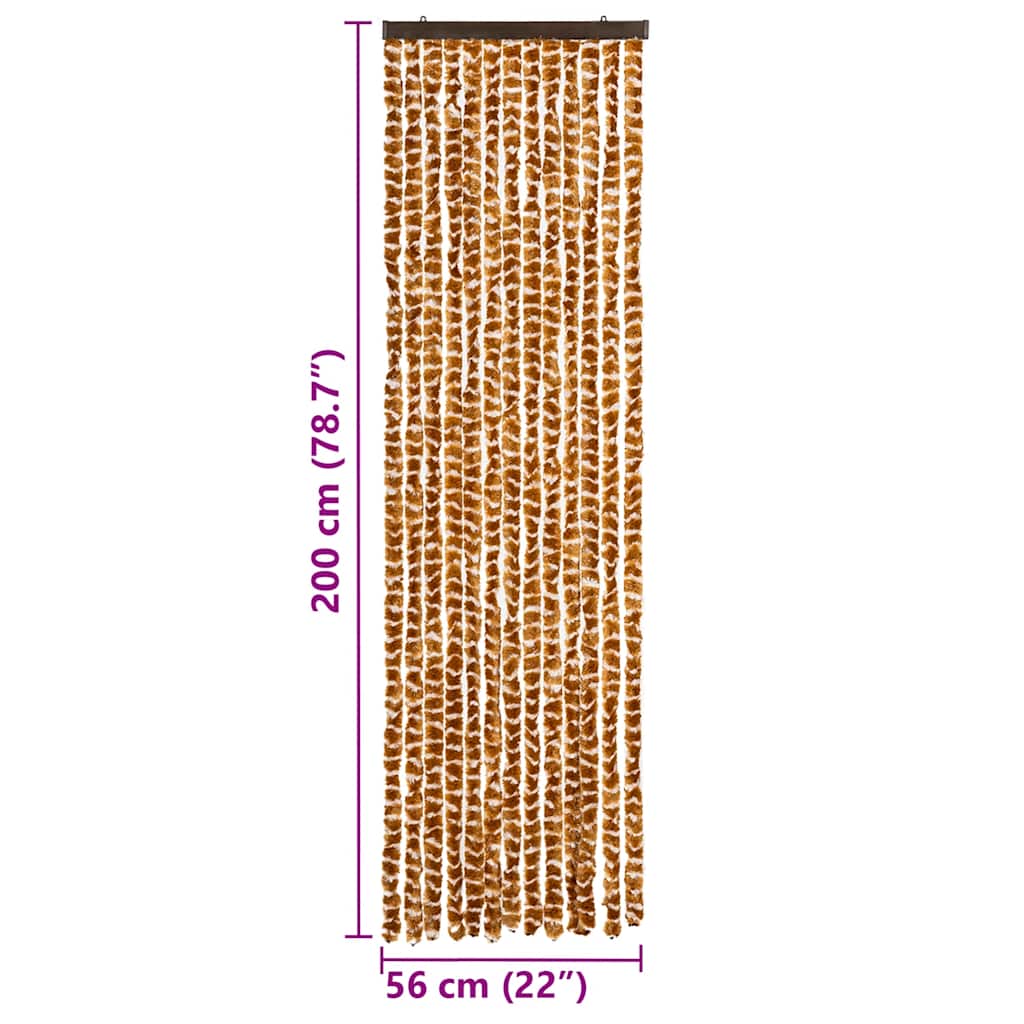 Tenda Antimosche Ocra e Bianca 56x200 cm in Ciniglia