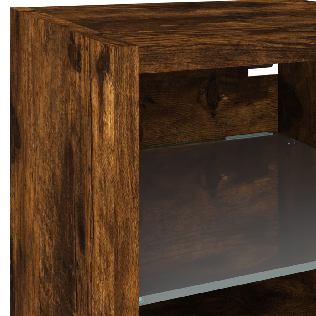 Mobili TV a Muro con LED 8pz Rovere Fumo in Legno Multistrato | homemem39