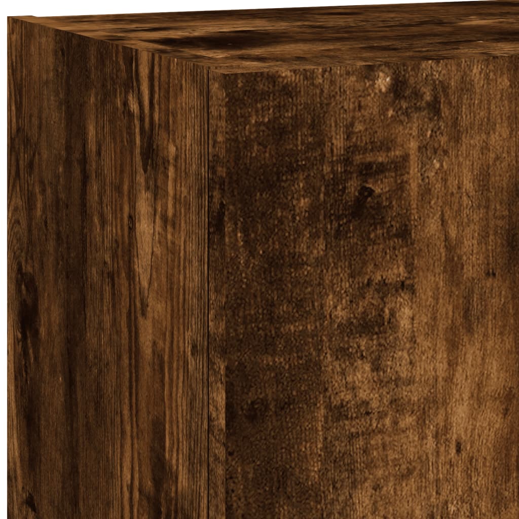 Mobili TV a Muro con LED 5pz Rovere Fumo in Legno Multistrato | homemem39