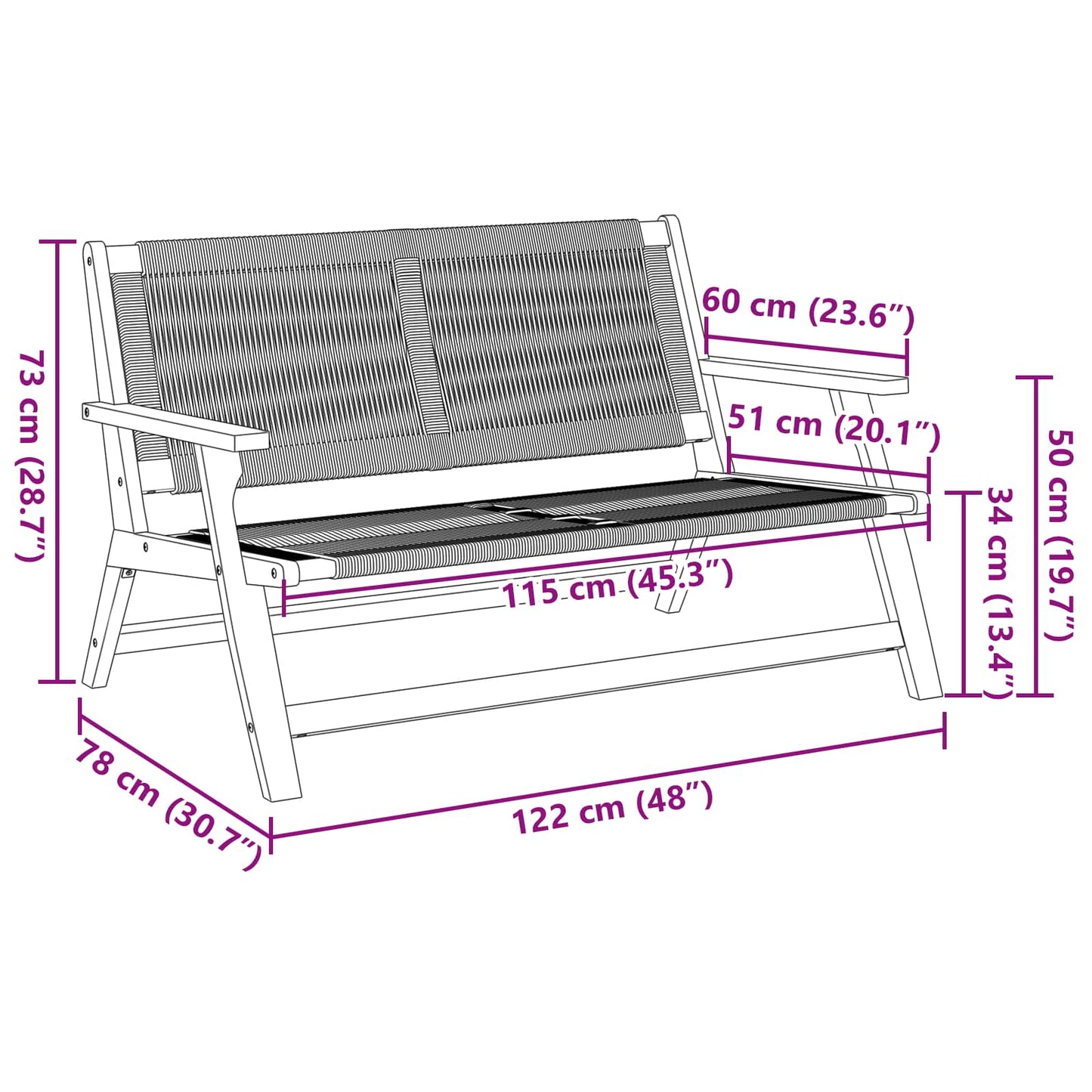 Arredamento da Giardino Nero 122 x 78 x 73 cm | homemem39
