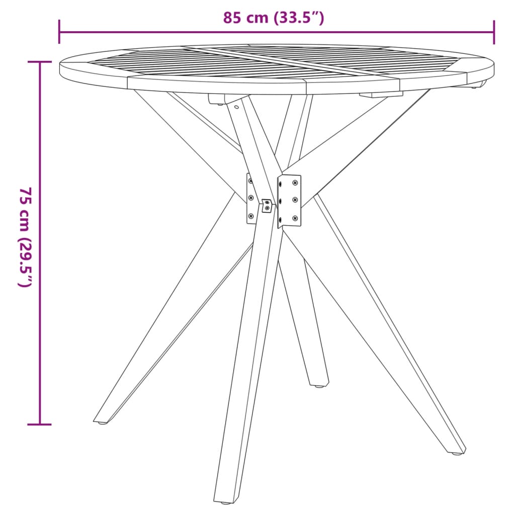 Tavolo da Giardino Rotondo Ø85x75cm in Legno Massello di Acacia | homemem39