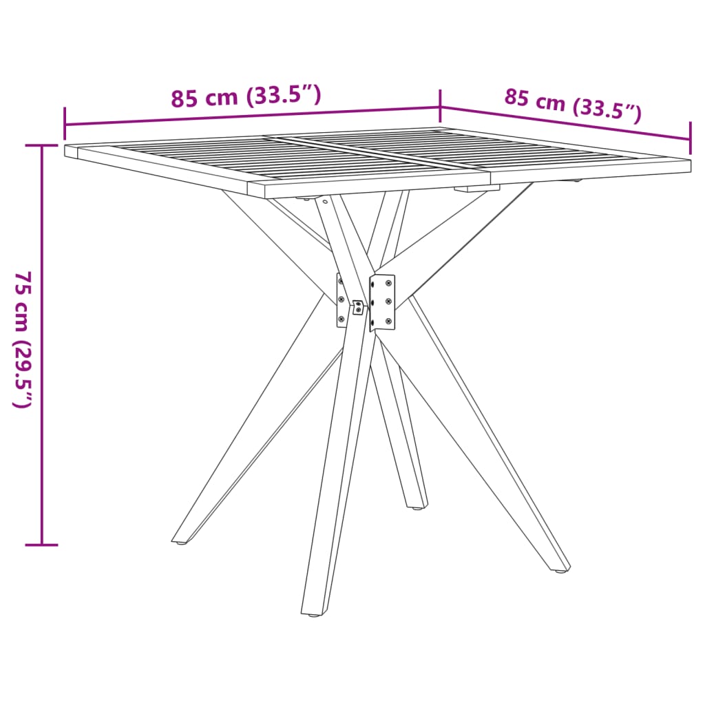 Tavolo da Giardino Quadrato 85x85x75cm Legno Massello di Acacia | homemem39