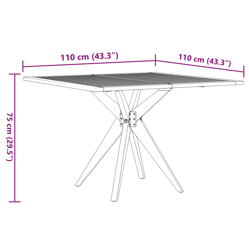 Tavolo da Giardino Quadrato 110x110x75 cm Legno Massello Acacia | homemem39