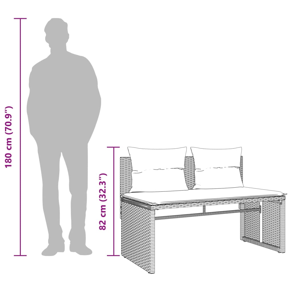 Set Divani da Giardino 4 pz con Cuscini in Polyrattan Grigio | homemem39