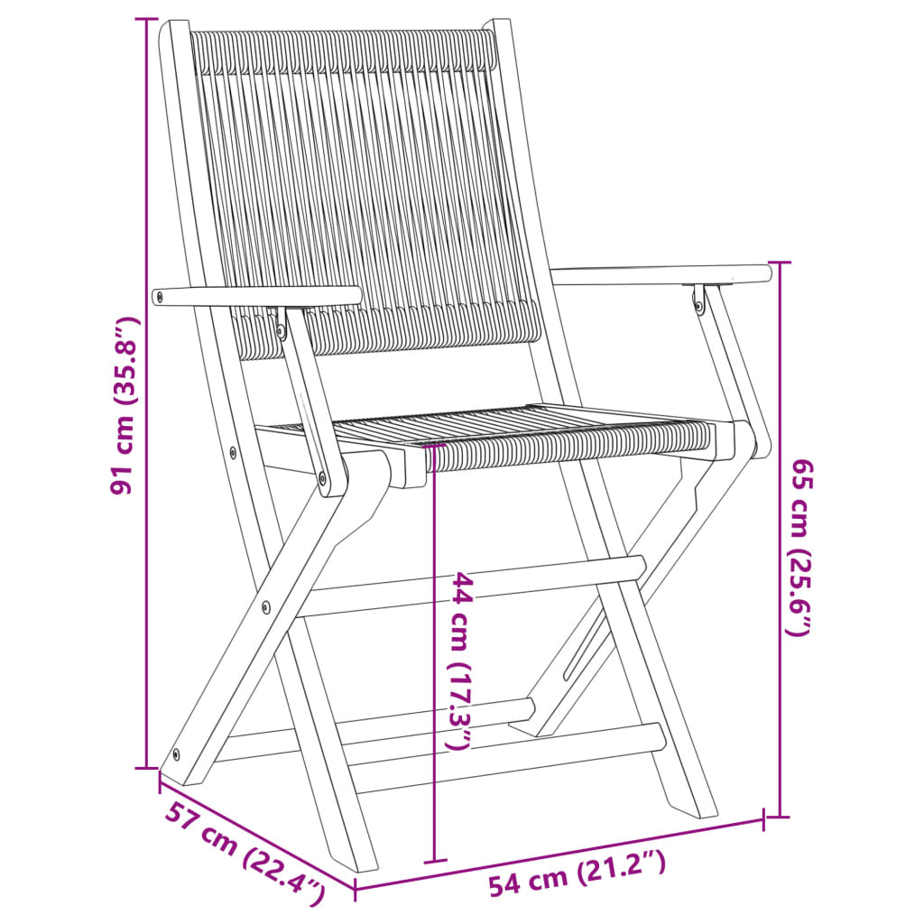 Sedie Giardino 2 pz Nere Legno Massello Acacia e Polipropilene | homemem39