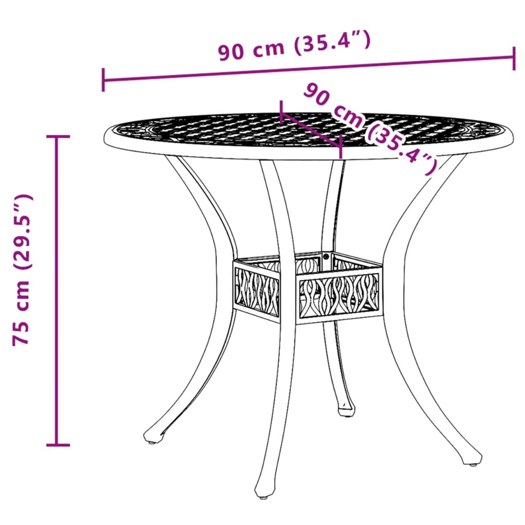 Tavolo da Giardino Bronzo Ø90x75 cm in Alluminio Pressofuso | homemem39