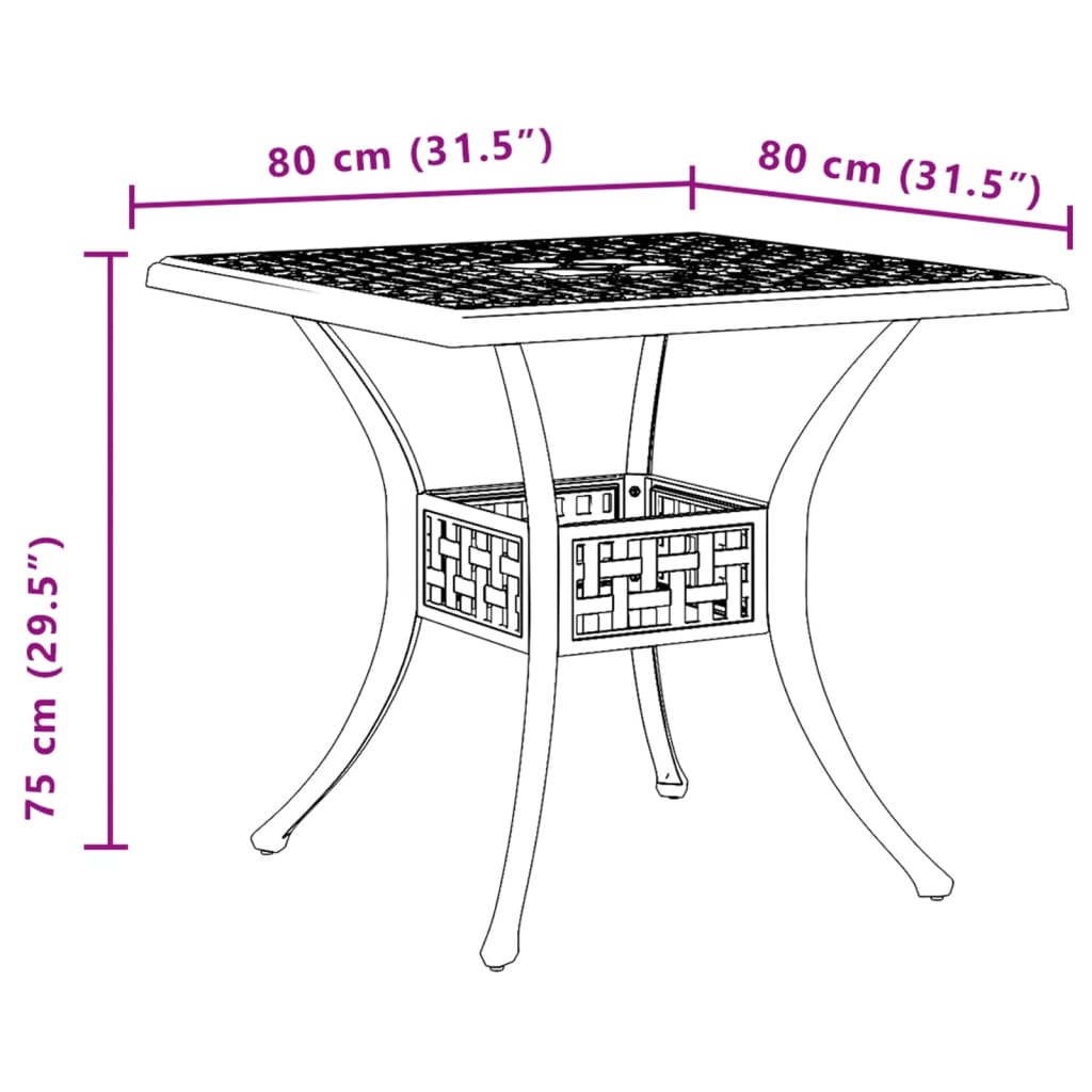Tavolo da Giardino Verde 80x80x75 cm in Alluminio Pressofuso | homemem39
