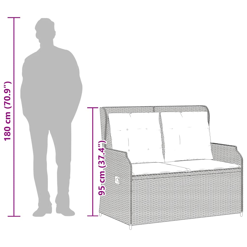 Panca Reclinabile da Giardino con Cuscini Beige in Polyrattan | homemem39