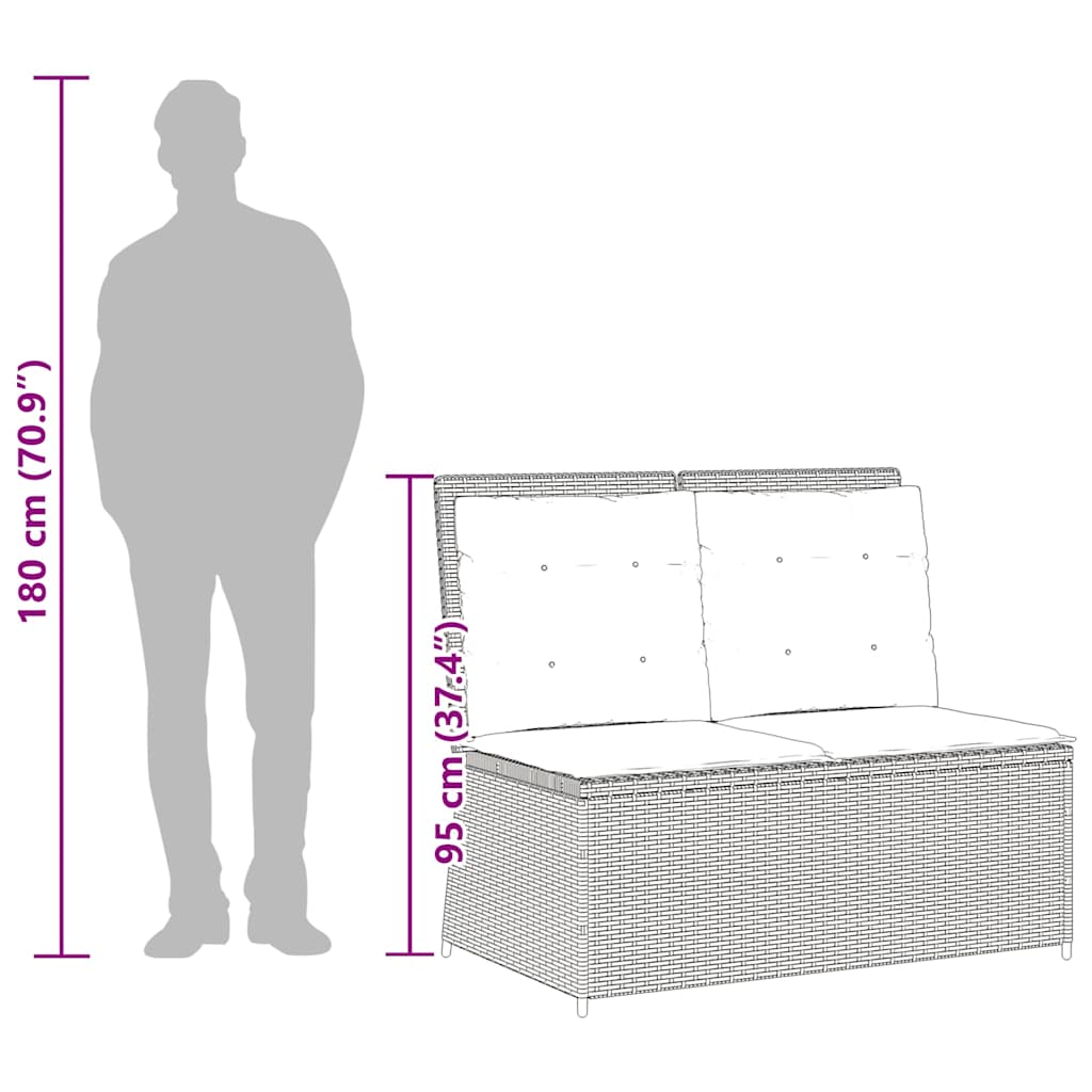 Panca Reclinabile Giardino con Cuscini Grigio Chiaro Polyrattan | homemem39