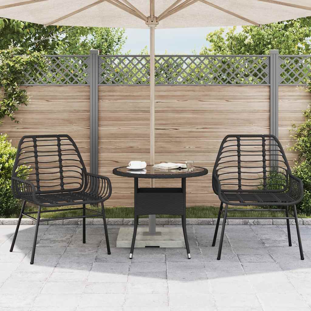 Sedie da Giardino Set 2 pz Polyrattan Nero | homemem39