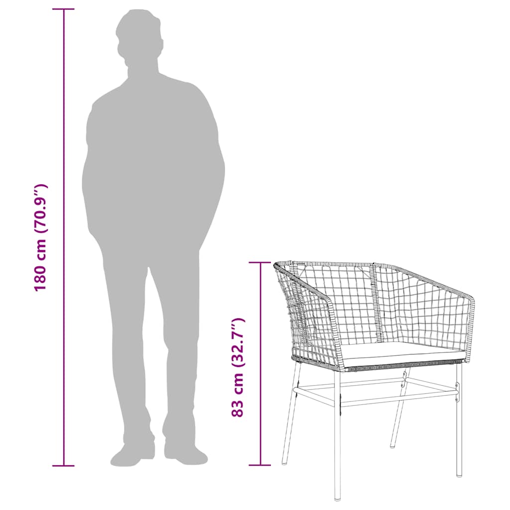 Sedie da Giardino con Cuscini 2 pz Nere in Polyrattan | homemem39