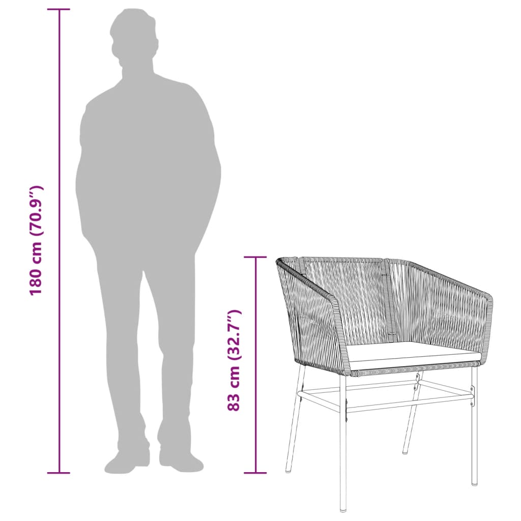 Sedie da Giardino con Cuscini 2 pz Nere in Polyrattan - homemem39